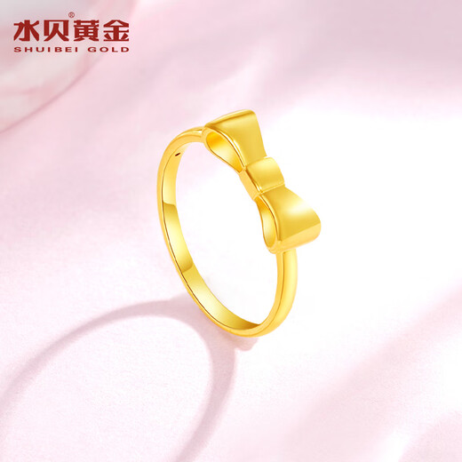 Water shell gold pure gold 999 bow ring type B birthday gift girlfriend confession gift bow ring 14 circles (B type) gold weight 0.5 + more refunds or less compensation