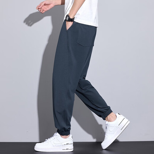MONTAGUT冰丝男裤夏季薄款宽松束脚哈伦潮牌运动九分休闲裤子男款2025新款 ba_6625卡其品质升级 XL