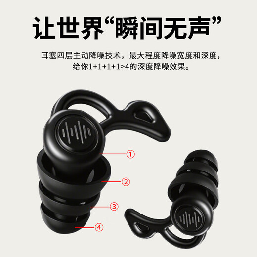 
ZOCI earbuds for noise-proof sleeping noise reduction sleeping special super sound insulation without damage ears and noise-proof factory noise-proof [2 to 4 packages] Three-layer noise reduction washable black