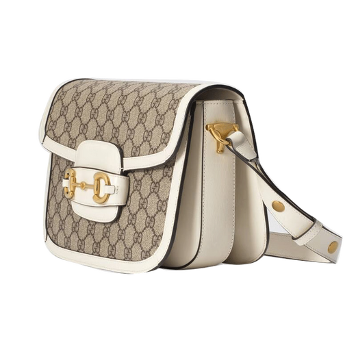 
Gucci (GUCCI) [Hot Sale] Women's Bag Gucci Saddle Bag 1955 Saddle Bag Canvas with Leather Double G Pattern Horse Bit Single Shoulder White 602204 92TCG 9761
