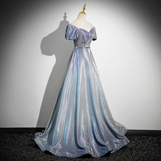 Wutuo light wedding dress starry sky gradient evening girl new host dignified atmosphere adult ceremony annual meeting light luxury niche voice WLN24063 gradient starry sky color 2XL