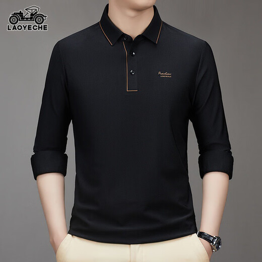 Camiseta de manga larga de automóvil clásico para hombres 2024 Otoño e invierno Nuevo traje de marco de su solapa de mediana edad Polo de polo para hombres CQ3886 Candy 10xl 10590-110Jin [Jin equivale a 0.5 kg]