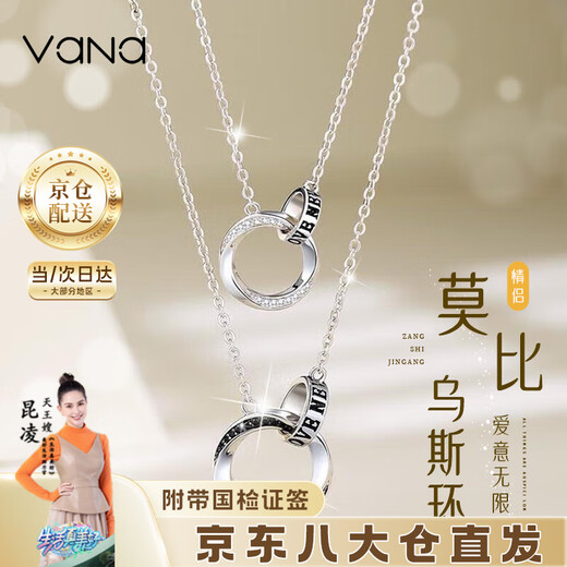 Vana Möbius Strip Silver Couple Necklace Pair of Male and Female Pendants Birthday Gifts for Male and Female Friend Necklace Pair/8 Warehouse Straight Hair