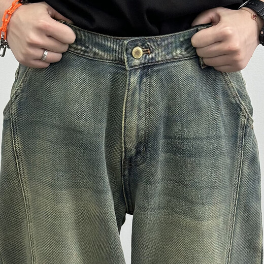 LUCAO ADEI 2025 summer new American fashion brand retro jeans loose cut blue men and women K1048 blue 28