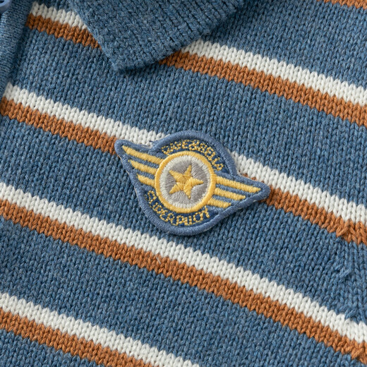 David Bella children's sweater pullover autumn boys' striped cotton knitted long-sleeved top polo collar