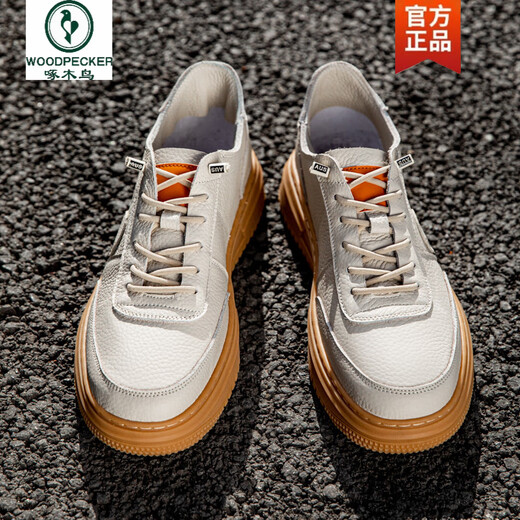 
Woodpecker head layer cowhide men's air force board shoes breathable sweat-absorbing soft sole bean shoes Oxford anti-slip sole Beige 898 Oxford series 38