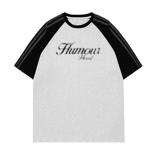 Dingfengbaoluo American T-shirt Men's Men's Summer Loose Contrast Couleur Couleur décontractée Hl74 White Grey M