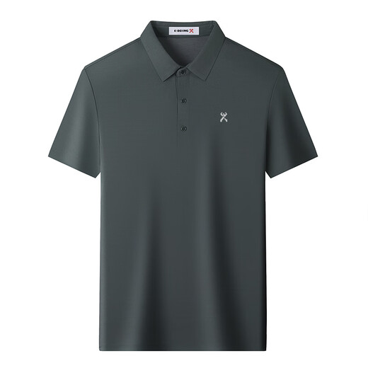 Jinba Herren-Kleidung (K-Boxing) Herren Kurzarm T-Shirt Mulberry Seiden Sommer Casual Revers Herren-Polo-Hemd offiziell [Graublau] 699 XL 180/96A
