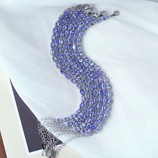 CAOX high-quality colorful natural tanzanite sterling silver inlaid bracelet for women, crystal colored gemstone, precision silver jewelry, loose stone about 3*5MM, randomly sent one tanzanite