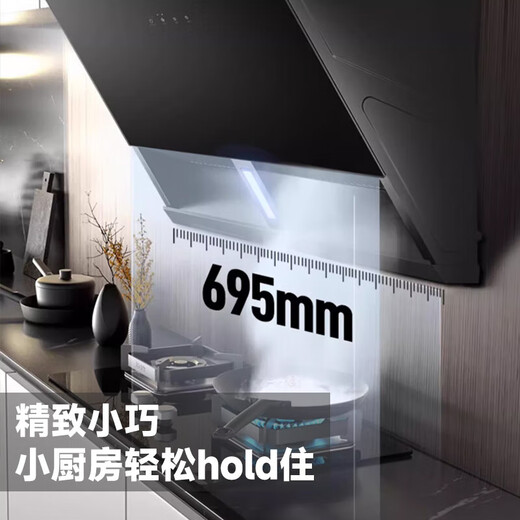 百得（BEST）侧吸式抽油烟机家用小尺寸695mm20立方大吸力烟机触控式一级能效脱排油烟机 单烟机 CXW-260-E151C E151C小户型侧吸烟机