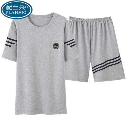 Palanto Plus Fat Plus taille pyjamas masculin Summer Summer Short Shorts à manches courtes pour les vêtements de maison d'âge moyen et les jeunes peut être respirant à l'extérieur de 9928 # l [recommandé 100-120jin [Jin est égal à 0,5 kg]] toute taille
