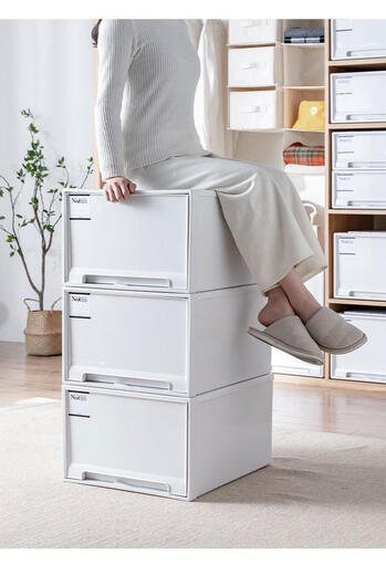 Sanqihu Aufbewahrungsschrank Schubladen Typ Kleiderschrank Aufbewahrungsbox Plastiklagerstaierschrank Haushaltsschubladenschrank Einfacher Speicherschrank 45-3523 Tiefe 45* Breite 35* Höhe 23 cm weißer einpack reine weiße Schublade dicker Exportmodell