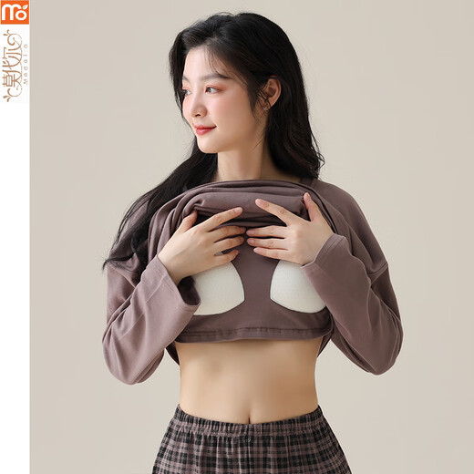 莫代尔睡衣女夏季2025年新款带胸垫舒适春秋季长袖一体式胸垫大码套装家 YMY-4867 M 【荐80-95斤】