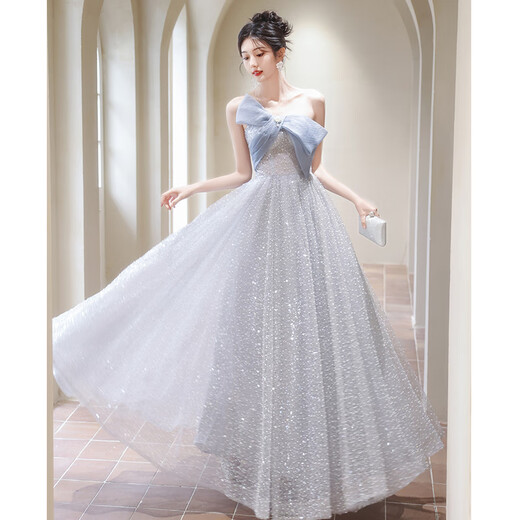 Weixuan evening dress banquet 2025 new style light luxury high-end niche high-end temperament fairy host French evening ceremony S one size fits all
