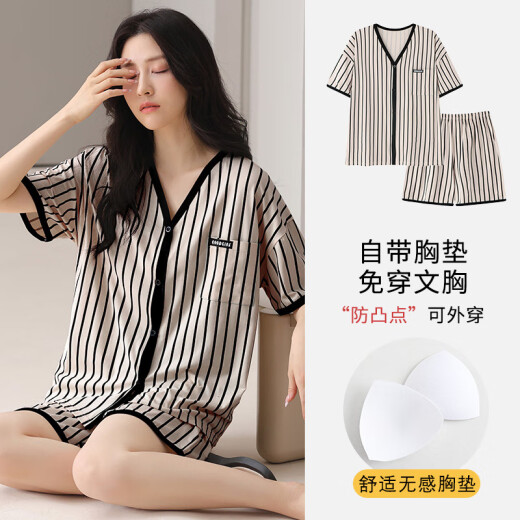 Pajama de manga corta de algodón modal de Xiumiwei para mujeres para mujeres de verano con almohadilla de cofre Sweet Girl Student Round Summer Ropa para el hogar de verano