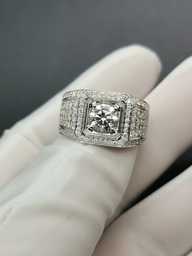 Weici imported D-color moissanite diamond ring studded with baby's breath men's ring wedding ring S925 silver plated platinum couple proposal No. 16 main stone 1 carat