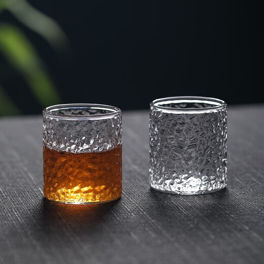 Japanisches Hammermuster Glas kleiner Teetassen 100 ml Haushalt kleiner Wasserbecher Hitzeresistenter Tee-Set Weinbecher Set 679 Six Packs 100ml