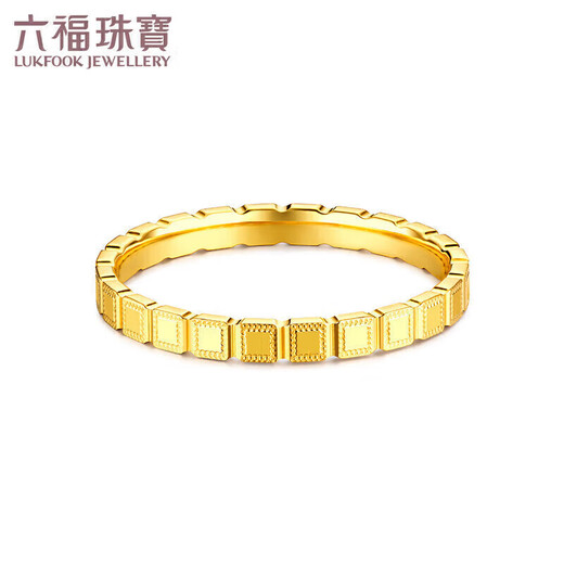 Lukfook Jewelry Pure Gold Geometric Square Gold Ring Closed Ring Price Size 14 - About 2.45g
