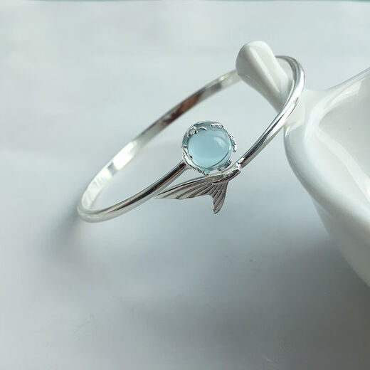 RSRDDY Old Phoenix 999 sterling silver moonstone mermaid bracelet for women 2025 new niche design bracelet bestie bracelet moonlight stone mermaid bracelet (two besties outfit) Lao Fengxiang same style