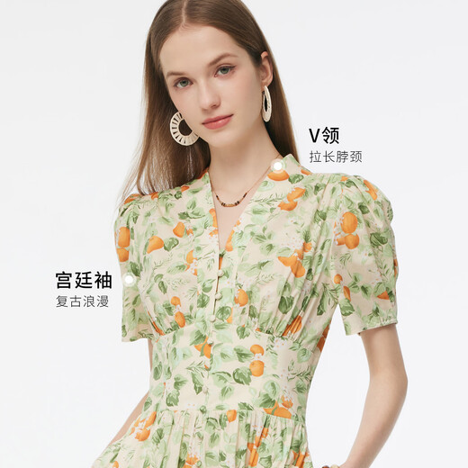 歌莉娅连衣裙女出游穿搭2025新款夏日多巴胺绝美小裙子1E5C4K690 8CD夏梦金橘 XXS