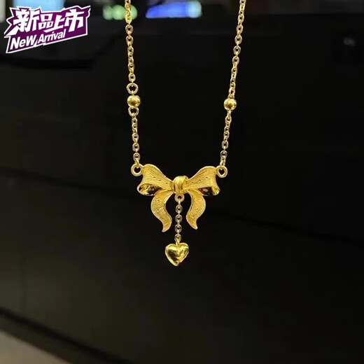 Chow Tai Fook Chinese Valentine's Day gift fugitive princess necklace female bow 18k gold non-fading temperament internet celebrity clavicle chain gold-plated fugitive princess bow necklace