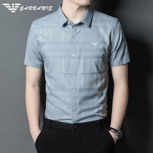 Falamone; Falamone Men's Short à manches à manches d'été Ice Thin Ice Silk Business Plaid Plaid Casual Business Shirt Top Daddy Suit Ag / 5434 White M 165 (100-115Jin [Jin est égal à 0,5 kg])