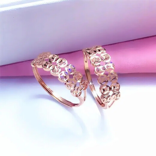 Yongsi purple gold shiny copper coin ring 18K color gold simple and exquisite foreign style imitation 18K gold ladies rose gold ring for women