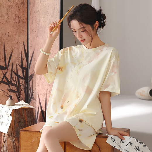 Neue Frauenkleidung für Frauen bequem und atmungsaktiv und atmungsaktiv Tiansel Lady's Round Neck Pyjama Set 1289 m