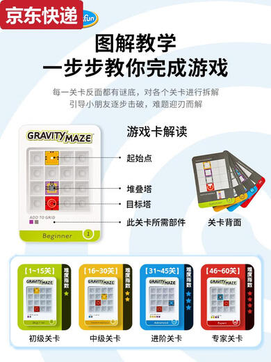 蓝彩何重力迷宫棋3d走珠玩具逻辑思维滚珠游戏steam玩具礼物 重力迷宫棋60关实测8岁+12178