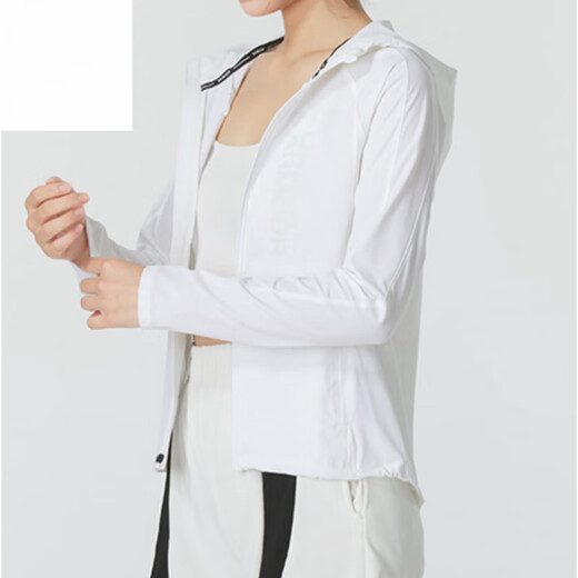 安德玛（Under Armour）Storm女子防水梭织训练运动连帽外套夹克-官方旗舰正品 白色 T1361384-100 S 160CM 修身款