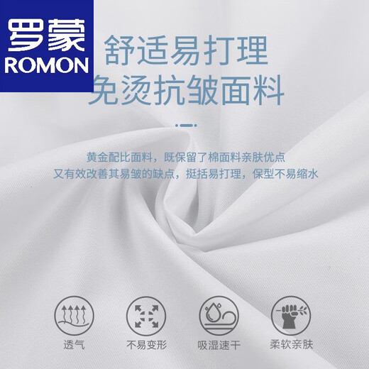 Romon à manches longues Chemises masculines 2025 Nouvelles affaires et accessoire de seuble d'âge moyen sans fer décontracté Shirt 6627 Blue and White Grid 38 (poids suggéré 115-120Jin [Jin est égal à 0,5 kg]))