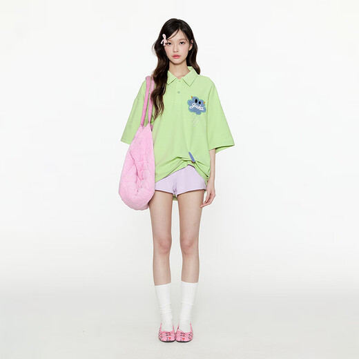 Guyuka (Guuka) Paar Outfit T-Shirt Trendy Marke kurzärmelige Herrenkleidung Sommer 2025 Neues lässiges, großer Größe loser fünf Minuten halbärmeliger Ärmel Fruchtgrün F6626 m