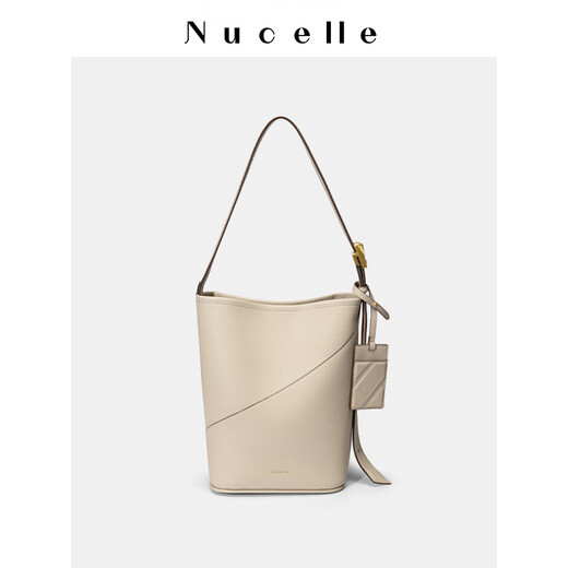 纽芝兰（NUCELLE）NU纽芝兰美拉德包包年春时尚设计师通勤单肩斜挎包软皮水桶包 玄墨黑