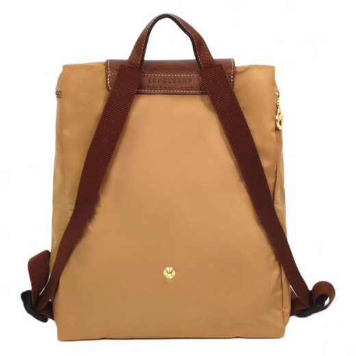 珑骧（longchamp）LePliageORIGINAL金色配饰再生帆布双肩包中号女款沙色 基础装(包)