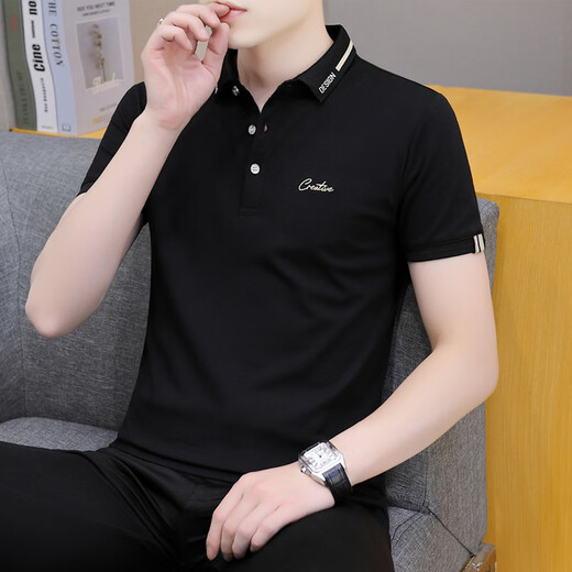 花花公子（PLAYBOY）夏季翻领短袖t恤男纯棉青年商务休闲半袖上衣服带领子帅气polo衫 白色 QY683 XL