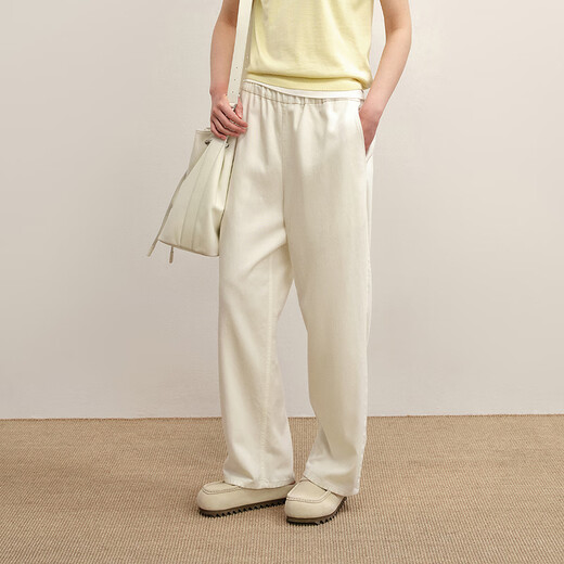 LESS 2025 autumn new Tennis denim straight trousers 2P7E14420 986 denim white S
