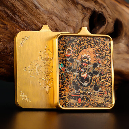 Zhimo high-end Thangka pendant, yellow God of Wealth amulet, Mahakala Zakiram Buddha amulet, Gawu box, green Tara Tibetan necklace, Fudo Mingwang/Chicken