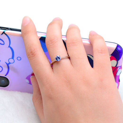 Cipu natural tanzanite ring for women, blue gemstone ring overlapping live mouth, simple and fashionable S925 silver gold-plated ins style