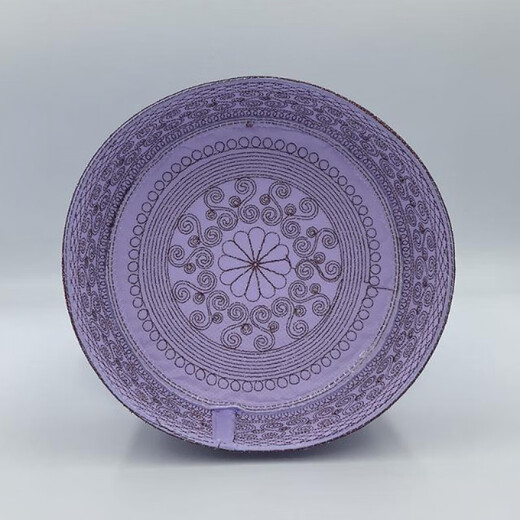 Mibai new style worship hat men's ethnic style Hui Hui hat Hui Saudi Arabian shallow hat Hui people round edge flat top embroidered hat black 55cm