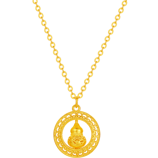 Saturday Fu Hollow Gourd Gold Necklace Women's Foot Gold Pendant Birthday Gift Price A0615820 Approximately 4.39g 40+5cm