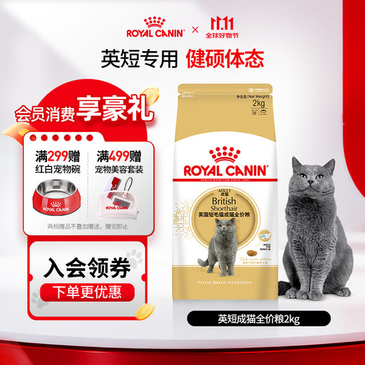 Royal Cat Food British Shorthair Adult Cat Food BS34 General Food Rich Hair and Strong Body Staple Food Grade General Food 1 Year Old and Over BS34 British Shorthair Adult Cat 2kg
