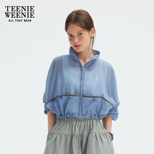 
Teenie Weenie Bear Women's Jacket 2025 Summer New Lightweight Comfortable Fashion Short Stand Collar Top Blue M