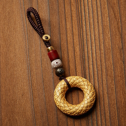 OIDSG Old Phoenix 999 pure brass sand gold plated safety buckle car keychain pendant gold color men and women New Year gift filigree safety buckle brass sand gold plated solid