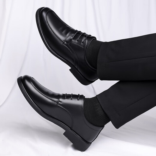Poitulas British men's business casual shoes formal leather shoes men's lace-up wear-resistant P9829 black 40