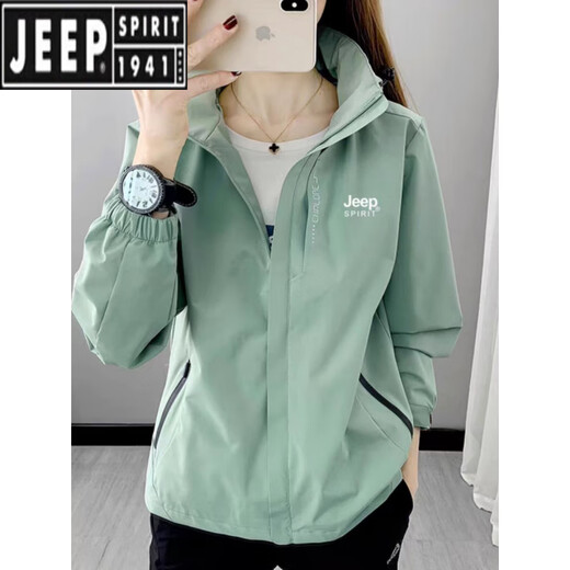 吉普（JEEP）冲锋衣女春秋季三合一可拆卸防风防水加绒加厚登山服男士外套 白色女(冬季两件套) 内胆可拆卸 L