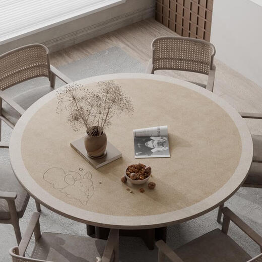 Sanqihu japonais Table ronde simple et élégante Natte de cuir sans laver la table de table à manger ronde à l'huile imperméable