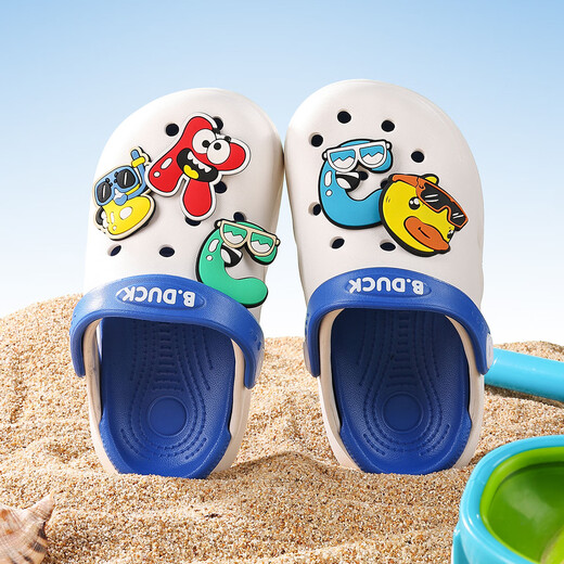 B.Duck Little Duck Chaussures pour enfants Chaussures pour enfants mignons Cartoon Beach Slippers Boys and Girls Garden Chaussures 5964 Blanc et bleu 36