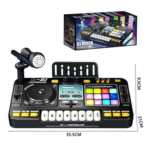 Daquwan Simulation DJ Disc Disc Joueur Bluetooth Lighting Musique Rythme Electronic Piano Children's Musical Instrument Toys Multifonctional DJ [Version de base] Black