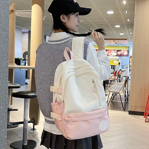 Sac à dos polyvalent simple et à la mode pour les étudiants de grande capacité de grande capacité lycée lycéen élèves sac à dos sac à dos décontracté rose