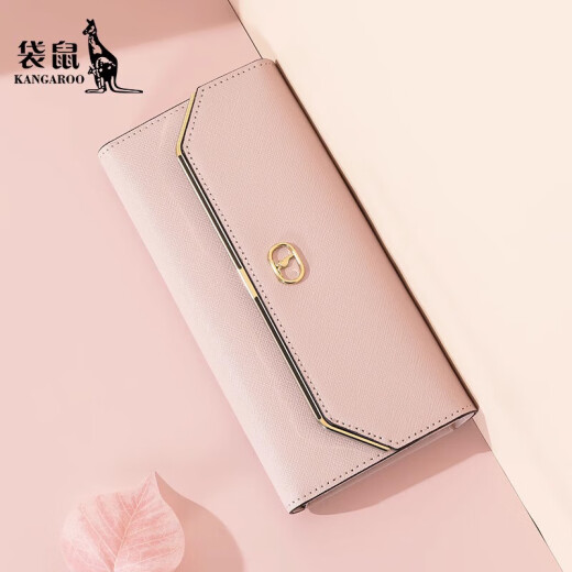袋鼠（DAISHU）钱包女款真皮2025新款时尚感手拿包大容量长款女式手包潮 少女粉